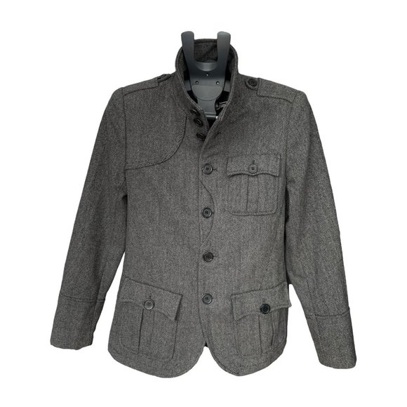 H&M Herringbone Wool-Blend Coat | Small | Grey - Picture 16 of 16